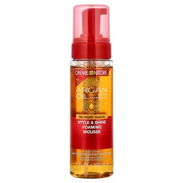 Creme Of Nature, 經認可的天然摩洛哥堅果油，時尚亮澤泡沫摩絲，7 液量盎司（207 毫升）