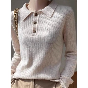 POLO翻領針織衫打底女秋季修身風衣內搭軟糯毛衣時尚氣質洋氣上衣