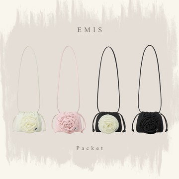 韓國 EMIS ROSE 玫瑰花 胸花繩 迷你包 斜背包 手拿包 四色 ／預購