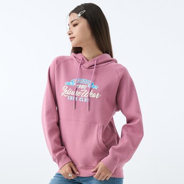 閒暇時光復古圖案帽T(珊瑚紅)-女