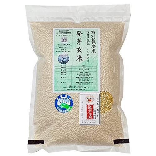 発芽玄米 無農薬（農薬・化学肥料不使用） コシヒカリ 2kg 令和5年産