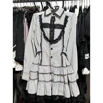 森子歐貨2025早春款高級感小個子蛋糕裙灰色娃娃領打底連衣裙女