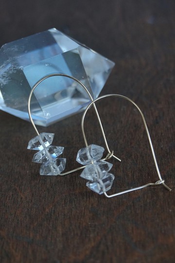 獨家設計 赫基蒙石 Dome Herkimer Diamond耳環  注金耳環 14Kgf