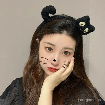 【647人收藏】2024新款卡通貓咪小捲毛絨洗臉髮箍搞怪網紅頭箍女甜美精緻秋冬