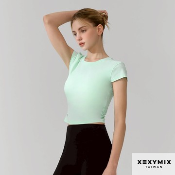 XEXYMIX Tricot 輕盈交疊抓皺短袖上衣 XFK1TS1004 共5色 運動上衣 短版上衣 TS1004