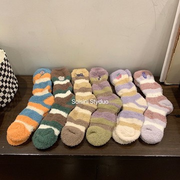 免運!珊瑚絨襪子襪子秋冬款家居睡眠襪長筒優選