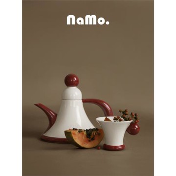 納茉新年紅法式茶壺禮盒套裝復古釉下彩耐高溫家用陶瓷茶具茶杯