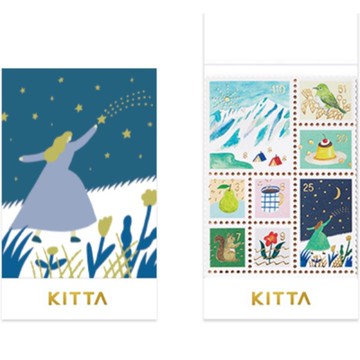 【KING JIM】KITTA隨身攜帶和紙膠帶 燙金郵票貼紙-收藏3(東出桂奈設計款)