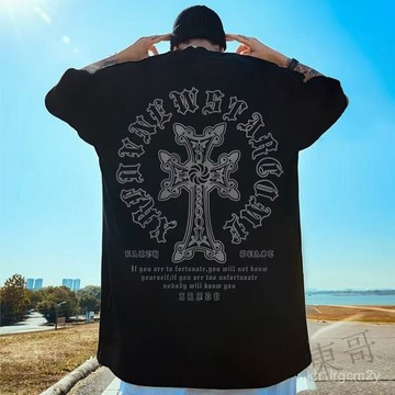 M-8XL ⚡限量購⚡ 美式寬鬆短袖 T恤男大碼 胖子oversize高街圓領 五分袖 ins潮牌復古風 男款夏季短袖