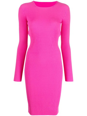 Laneus - backless ribbed-knit dress - women - Viscose/PBT Elite - 40 - Pink