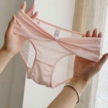 Yummy❥內褲輕薄薄款性感純慾風冰絲無痕透氣速幹網紗中腰女士三角包臀