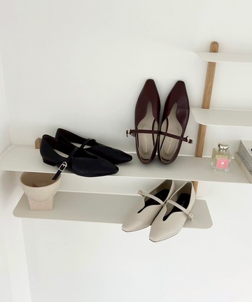 俐落V形切口尖頭繫帶低跟鞋(45302)