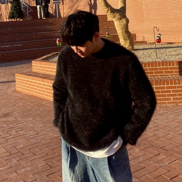【SEMPLICITA】韓系 馬海毛 長袖 毛衣 保暖 親膚 百搭 素色 男女款 大學踢 大學Tee