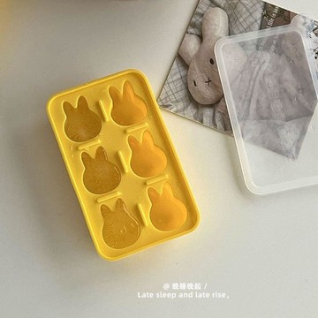 可愛兔子造型硅膠冰格模具黃色卡通製冰袋家用冷凍冰塊模具 台灣寄出 矽膠 矽膠模具 模具矽膠 矽膠冰塊 矽膠 模具
