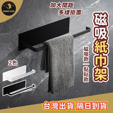 蝦皮隔日到貨【台灣現貨免運 磁吸紙巾架】廚房掛架 掛架 紙巾架 磁吸 黏貼 保鮮膜 餐巾紙 毛巾 抹布 餐廚用品 收納架