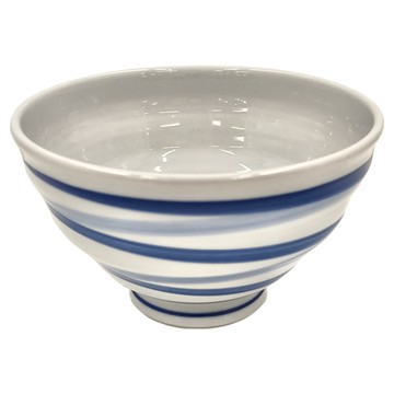 佐和陶瓷 輕量藍旋紋4井-日本製 陶瓷碗 寬14高8公分 容量550mL  1個