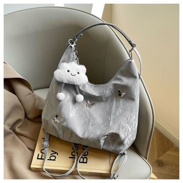 休閑軟面大容量包包女2024新款時尚通勤雙肩后背包多用單肩水桶包