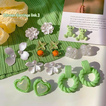 韓國小清新森系綠色耳環女高級感氣質耳釘2022年新款網紅簡約耳飾