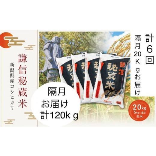 ふるさと納税 新潟県 上越市 定期便隔月発送（20kg×６回分）新潟県産コシヒカリ　謙信秘蔵米20kg