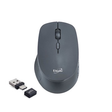 E-BOOKS M73 三段DPI切換Type C+USB雙介面靜音無線滑鼠 高效無線連接 靜音設計 便捷雙接頭