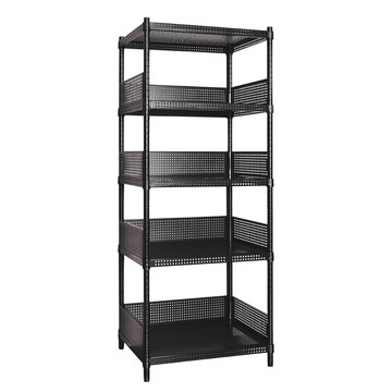 【dayneeds】極致美學60x45x180公分 五層烤漆黑沖孔層架含圍籬組