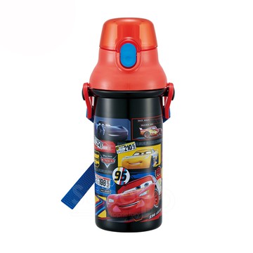 日本 SKATER - 兒童直飲冷水壺 (480ml)-閃電麥昆-紅黑