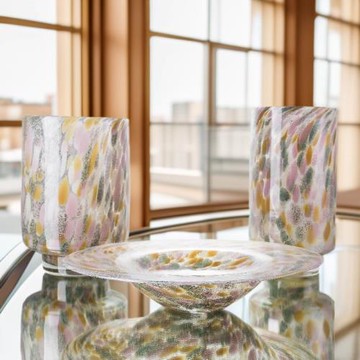 美式復古彩色玻璃花瓶桌面客廳插花中古設計感花器水果盤出口批發