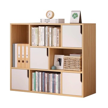 免運/速發 公司貨 開立發票 書柜書架落地置物架兒童房收納柜靠墻邊臥室床尾柜客廳格子柜 支持安裝 快速出貨