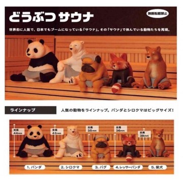 BANDAI 轉蛋 扭蛋 動物三溫暖 泡湯動物 三溫暖動物 三溫暖 熊貓 柴犬 巴哥 北極熊 全5種 整套販售