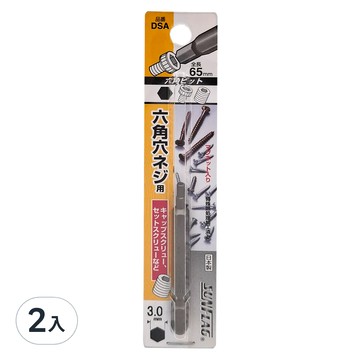SUNFLAG 新龜 DSA-3.0 單頭內六角起子頭65mm(附磁)  2入