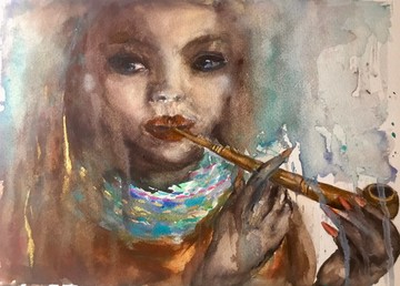 持煙斗的女性