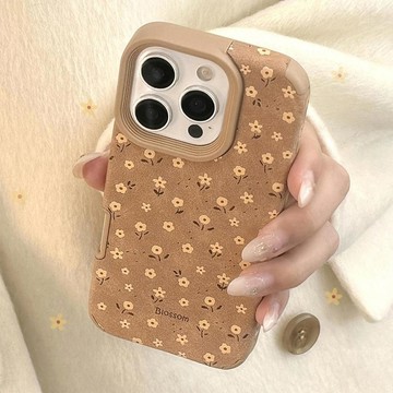 秋日小花朵適用iphone16蘋果18promax手機殼17復古14麂皮絨13