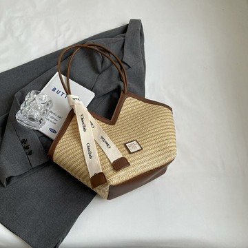 草編包 藤編包 沙灘包 編織包包新款沙灘包時尚高級感單肩包女大容量百搭通勤草編托特包