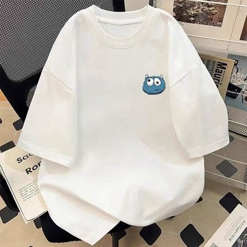 卡通動漫潮牌短袖T恤簡約胸標設計印花男女款百搭情侶ins上衣潮