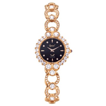 【Ogival 愛其華】晶耀花綻珠寶錶 (380-38DLR) 黑x玫瑰金