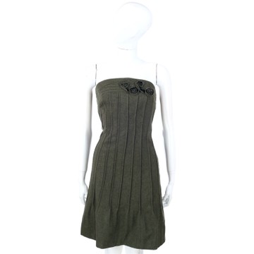 PHILOSOPHY 綠色花朵綴飾平口毛質洋裝