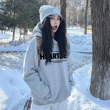 【隔日到貨】重磅純棉帽T 韓系寬鬆連帽衛衣 大尺碼帽踢女 秋冬內刷毛保暖長袖上衣 100純棉舒適百搭上衣帽T 連帽大學T