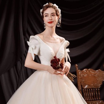天使嫁衣時髦公主袖新娘修身婚紗
