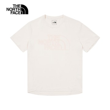 【The North Face 官方旗艦】北面男款米白色UPF防曬舒適透氣休閒短袖T恤｜87VZQLI