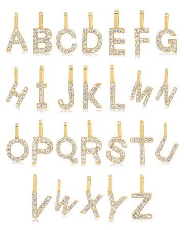 14K Pave Diamond Initial Charm