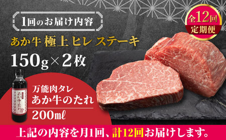 熊本県産 あか牛 極上 ヒレステーキセット 計300g 150g × 2枚 冷凍 専用タレ付き あか牛のたれ付き 熊本和牛[YCG092]