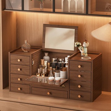 加大號化妝品收納盒防塵有蓋大容量多抽屜桌面梳妝臺多層整理盒架 z8092