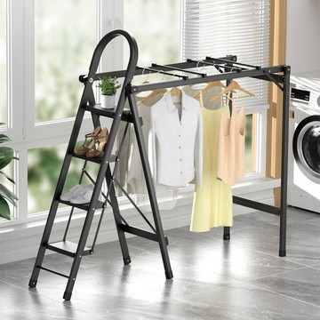 YOUFONE 四步梯超輕鋁合金折疊梯/晾曬梯/人字梯-2色 - 黑色