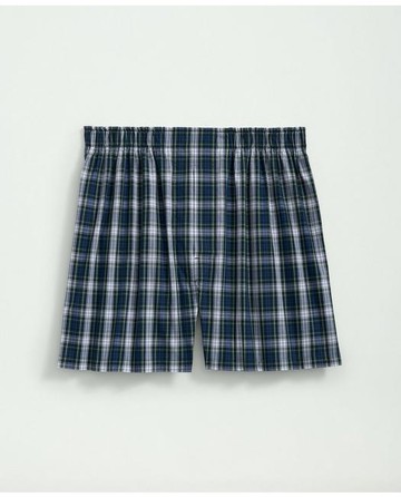 Brooks Brothers Men's Cotton Poplin Tartan Boxers | White | Size XL