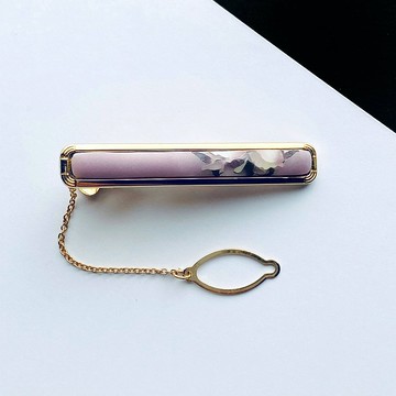 磨砂卡特蘭【淡富士淺紫】景泰藍領帶夾純銀磨砂有線景泰藍18kgf