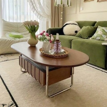 免運/公司貨 茶幾 原木茶幾 實木茶几 實木茶幾 電視柜組合復古風小戶型北歐日式中古多功能長橢圓形茶桌 可開發票 全館五折 工廠現貨直銷 新品特價 z10252