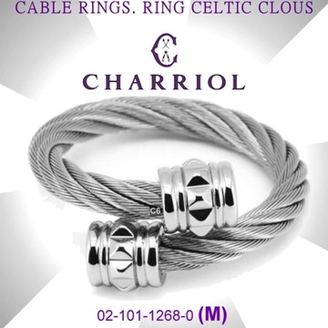 CHARRIOL夏利豪 Ring Celtic鋼索戒指-銀立體菱格飾頭M款 C6(02-101-1268-0-M)
