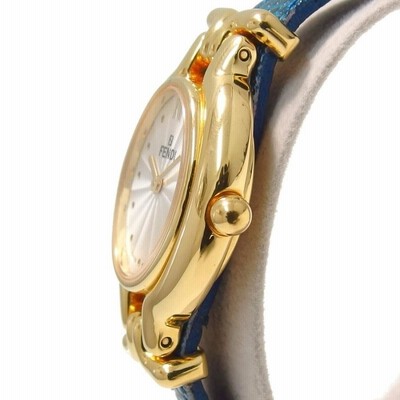 FENDI/フェンディ 640L 腕時計 GP/レザー クオーツ 青ベルト