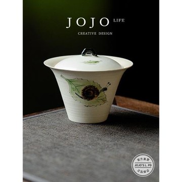 JOJO'S L. PD.abdomen.蓋碗山鼎手繪詫寂風粉引茶具手抓碗 | 軀腹