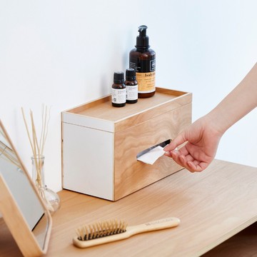 日本 ideaco 原木紙巾面紙兩用盒 白
